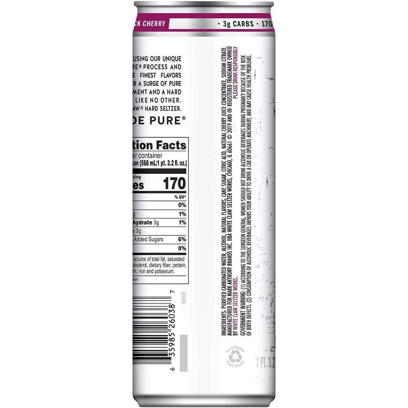 slide 5 of 5, White Claw Hard Seltzer White Claw Black Cherry Hard Seltzer - 19.2 fl oz Can, 19.2 fl oz