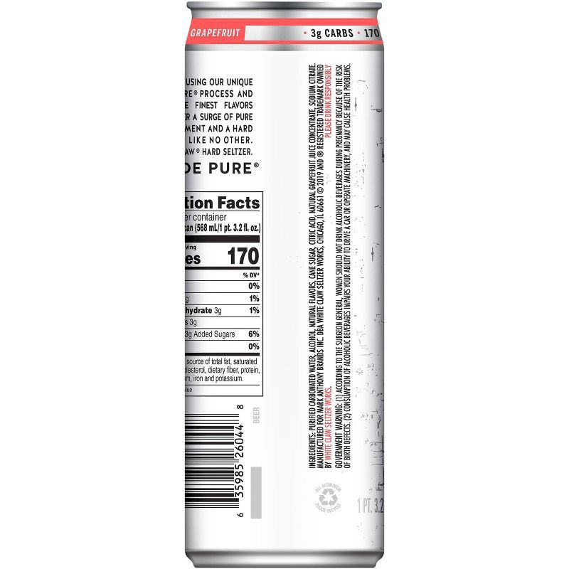 slide 5 of 5, White Claw Hard Seltzer White Claw Ruby Grapefruit Hard Seltzer - 19.2 fl oz Can, 19.2 fl oz