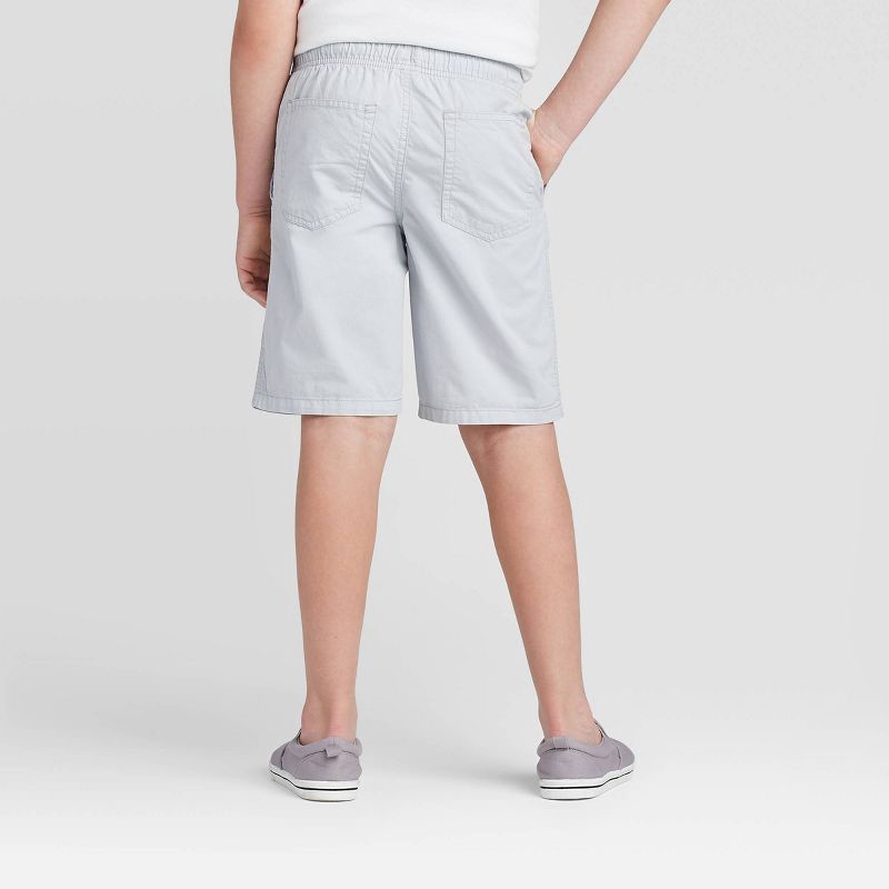 slide 2 of 3, Boys' Playwear 'At the Knee' Pull-On Shorts - Cat & Jack™ Light Gray L: Cotton Twill, Side Pocket, 1 ct