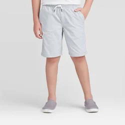 Boys' Playwear 'At the Knee' Pull-On Shorts - Cat & Jack™ Light Gray L: Cotton Twill, Side Pocket