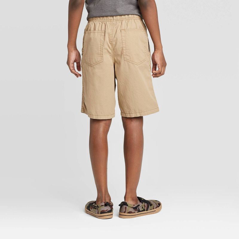 slide 2 of 3, Boys' Playwear 'At the Knee' Pull-On Shorts - Cat & Jack™ Dark Khaki M: Cotton Twill, Drawstring Waist, 1 ct
