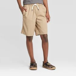 Boys' Playwear 'At the Knee' Pull-On Shorts - Cat & Jack™ Dark Khaki L: Cotton Twill, Side Pocket