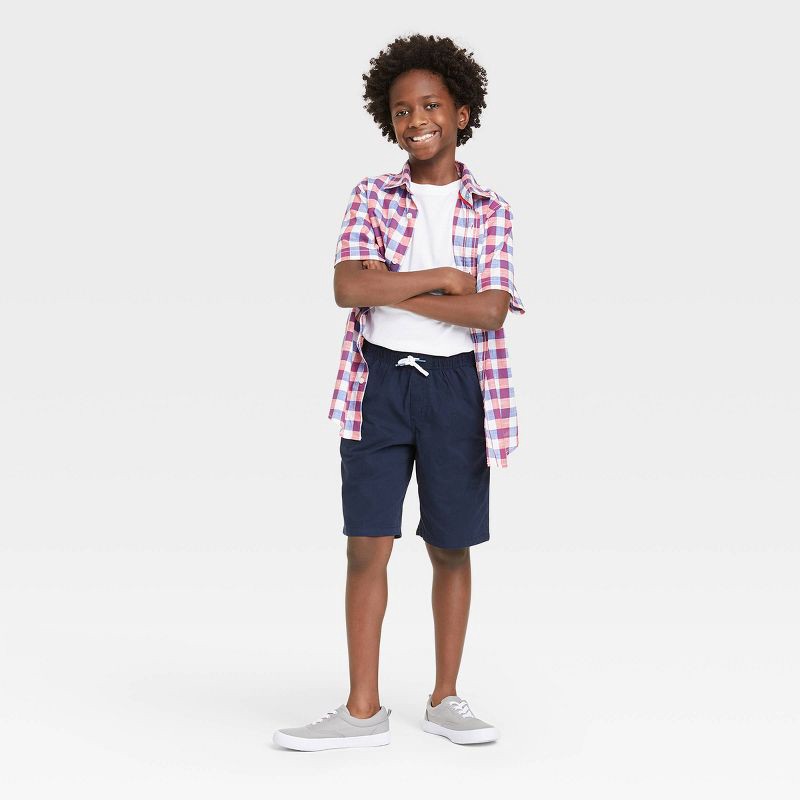 slide 3 of 3, Boys' Playwear 'At the Knee' Pull-On Shorts - Cat & Jack™ Navy XS: Cotton Twill, Side & Patch Pockets, 1 ct