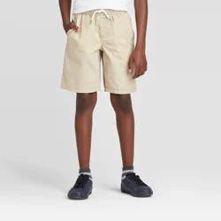 Boys' Playwear 'At the Knee' Pull-On Shorts - Cat & Jack™ Light Khaki L: Cotton Twill, Mid Rise, Drawstring Waist