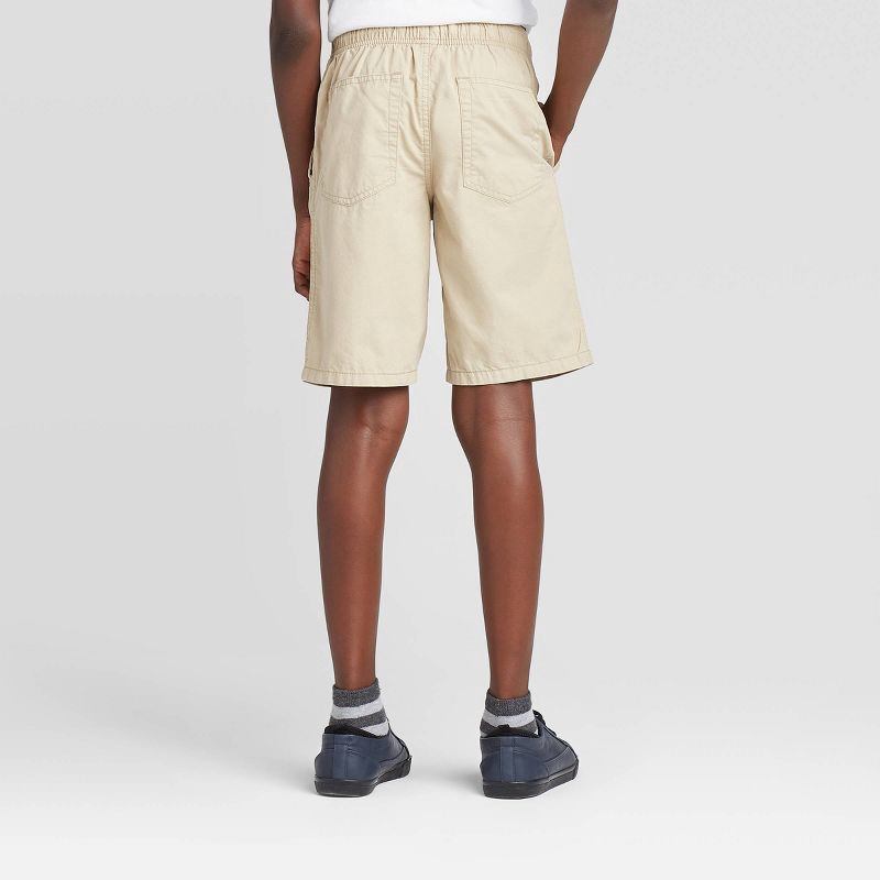slide 2 of 3, Boys' Playwear 'At the Knee' Pull-On Shorts - Cat & Jack™ Light Khaki XL: Cotton Twill, Side Pocket, 1 ct