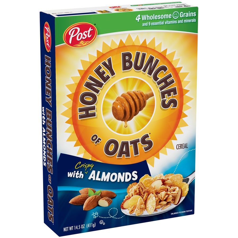 slide 3 of 8, Post Honey Bunches Of Oats Cereal Crispy Almonds, 14.5 oz