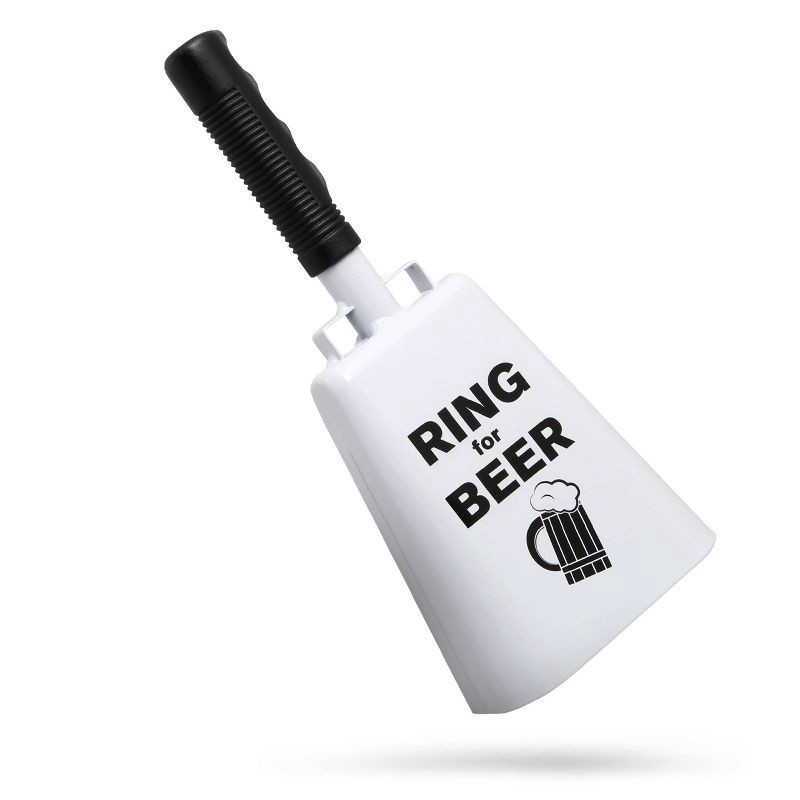 slide 2 of 4, Father's Day 'Ring for Beer' Cowbell with Sentiment: Hammer + Axe Funny Noisemaker Beer Gift, White, All Ages, 1 ct