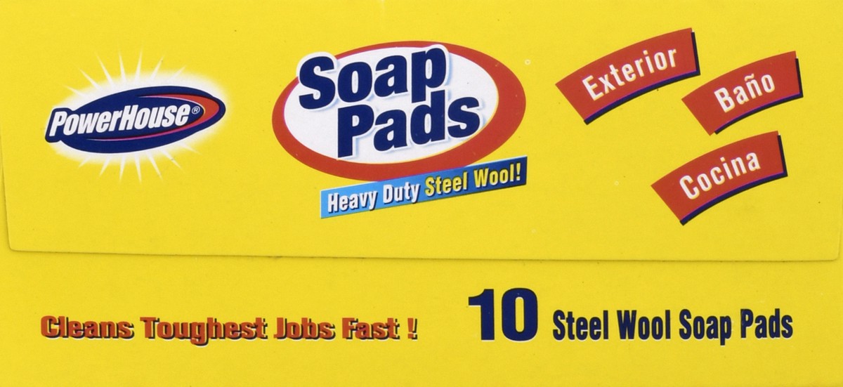 slide 4 of 9, PowerHouse Power House Steel Wool Soap Pads, 10 ct