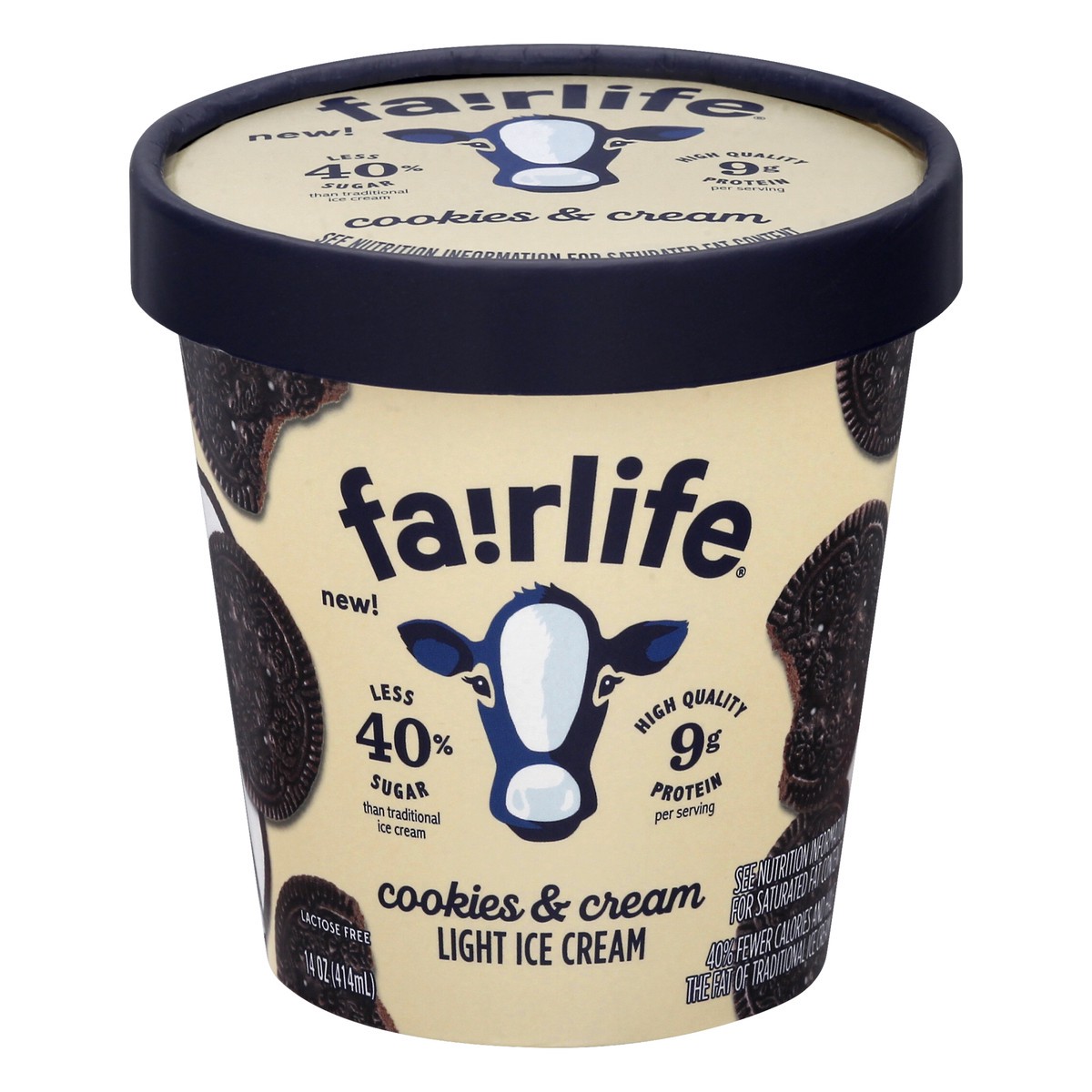 slide 1 of 13, fairlife Light Cookies & Cream Ice Cream 14 oz, 14 oz