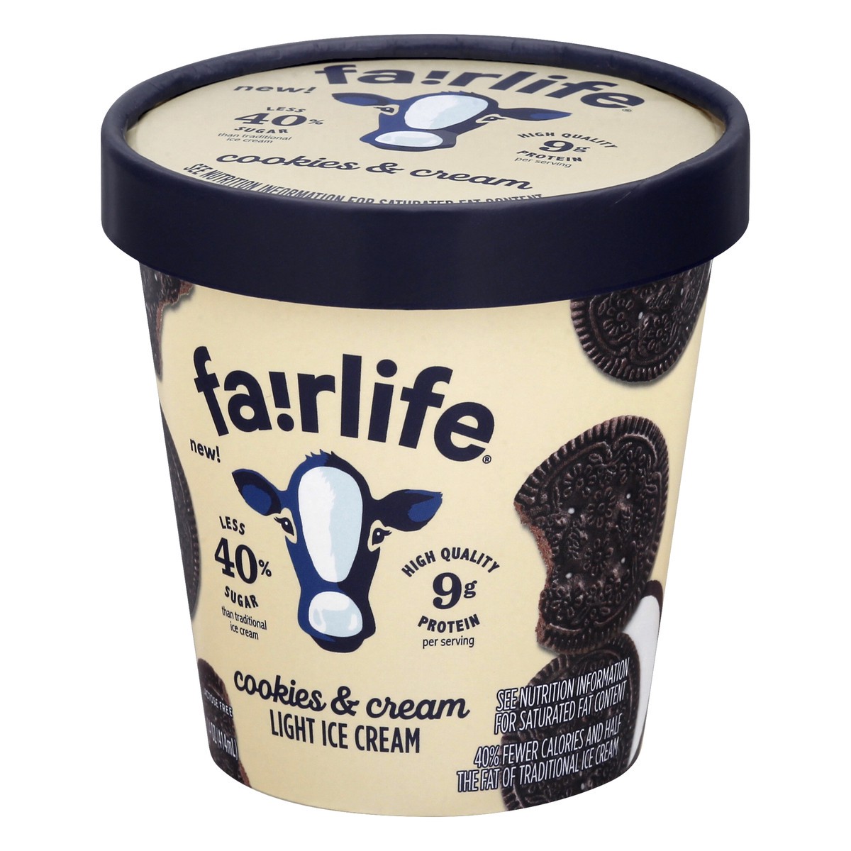 slide 10 of 13, fairlife Light Cookies & Cream Ice Cream 14 oz, 14 oz