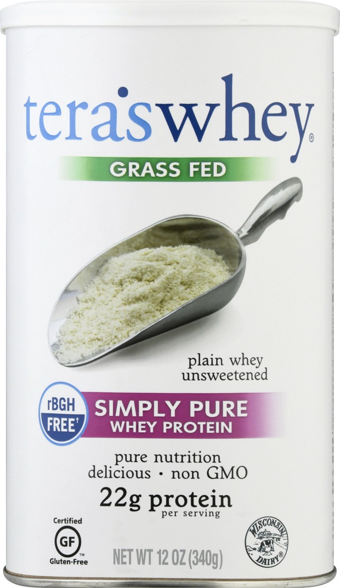 slide 6 of 9, Tera's Whey Simply Pure Grass Fed Plain Unsweetened Whey Protein 12 oz, 12 oz