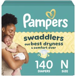 Pampers Swaddlers Newborn Diapers, Size N, 140 Count
