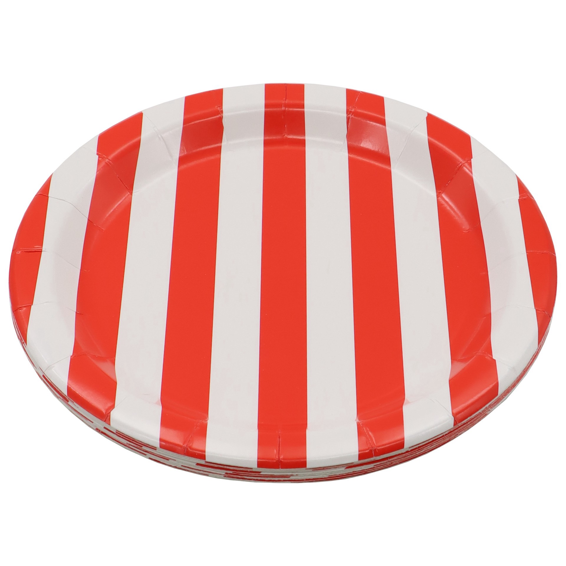 slide 2 of 2, 7" Red & White Stripes Snack Plates, 10ct. By Celebrate It, 10 ct