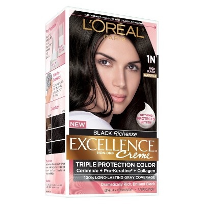 slide 1 of 1, L'Oréal Paris Excellence Non-Drip Creme - 1N Rich Black, 1 ct