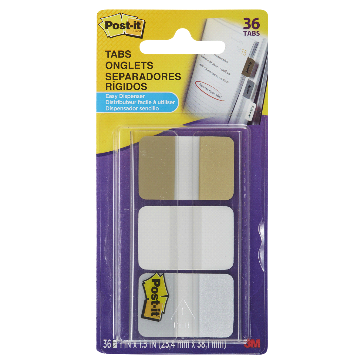 slide 1 of 1, Post-it Durable Tabs, Metallic, 36 ct