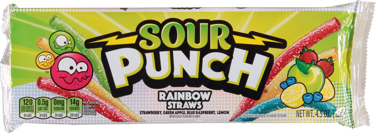 slide 1 of 14, Sour Punch Rainbow Straws Candy 4.5 oz, 4.5 oz