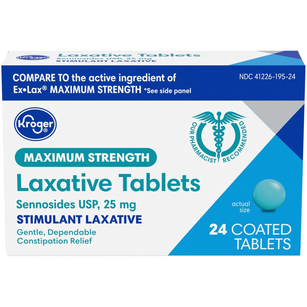 slide 3 of 6, Kroger Maximum Strength Stimulant Laxative Coated Tablets, 24 ct