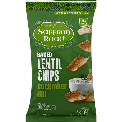 slide 2 of 4, Saffron Road Baked Lentil Chips Cucumber Dill, 4 oz