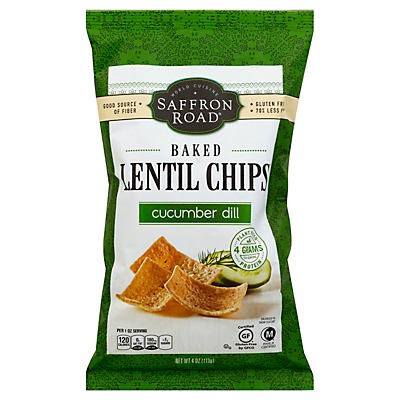 slide 1 of 4, Saffron Road Baked Lentil Chips Cucumber Dill, 4 oz