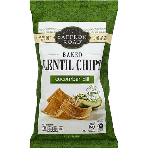 slide 3 of 4, Saffron Road Baked Lentil Chips Cucumber Dill, 4 oz