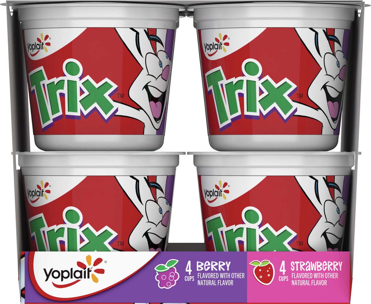 slide 7 of 13, Yoplait Low Fat Kids Yogurt, Trix Variety Pack, Strawberry and Berry, Gluten Free Snacks, 8 Yogurt Cups, 8 ct