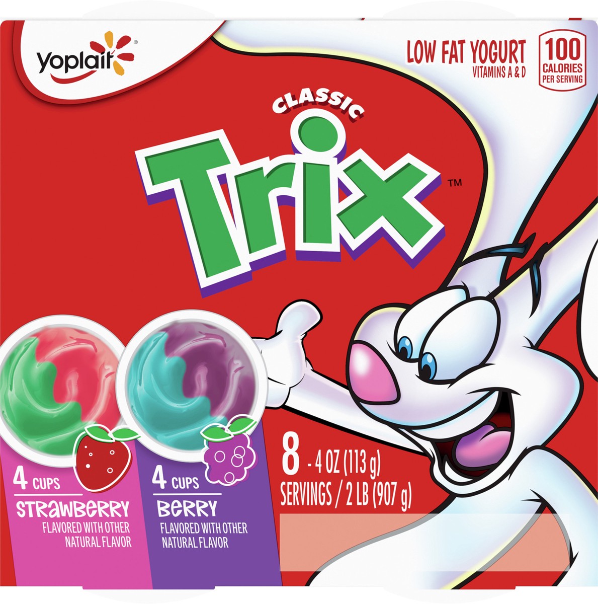 slide 10 of 13, Yoplait Low Fat Kids Yogurt, Trix Variety Pack, Strawberry and Berry, Gluten Free Snacks, 8 Yogurt Cups, 8 ct