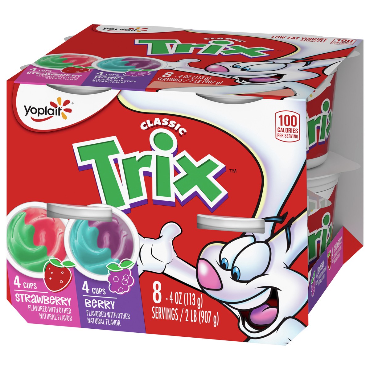 slide 13 of 13, Yoplait Low Fat Kids Yogurt, Trix Variety Pack, Strawberry and Berry, Gluten Free Snacks, 8 Yogurt Cups, 8 ct