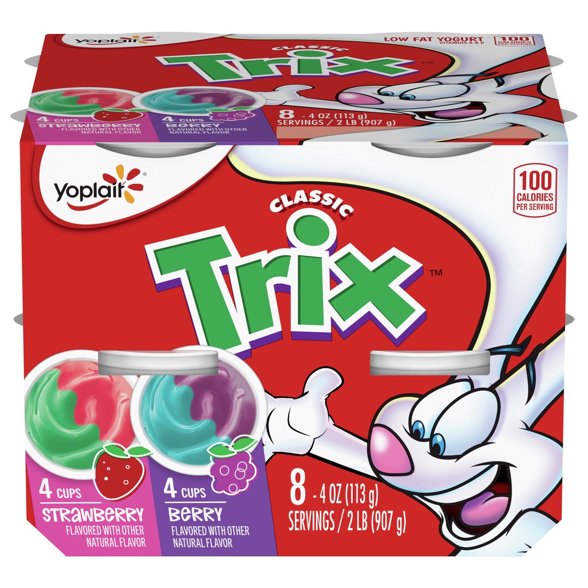 slide 9 of 13, Yoplait Low Fat Kids Yogurt, Trix Variety Pack, Strawberry and Berry, Gluten Free Snacks, 8 Yogurt Cups, 8 ct