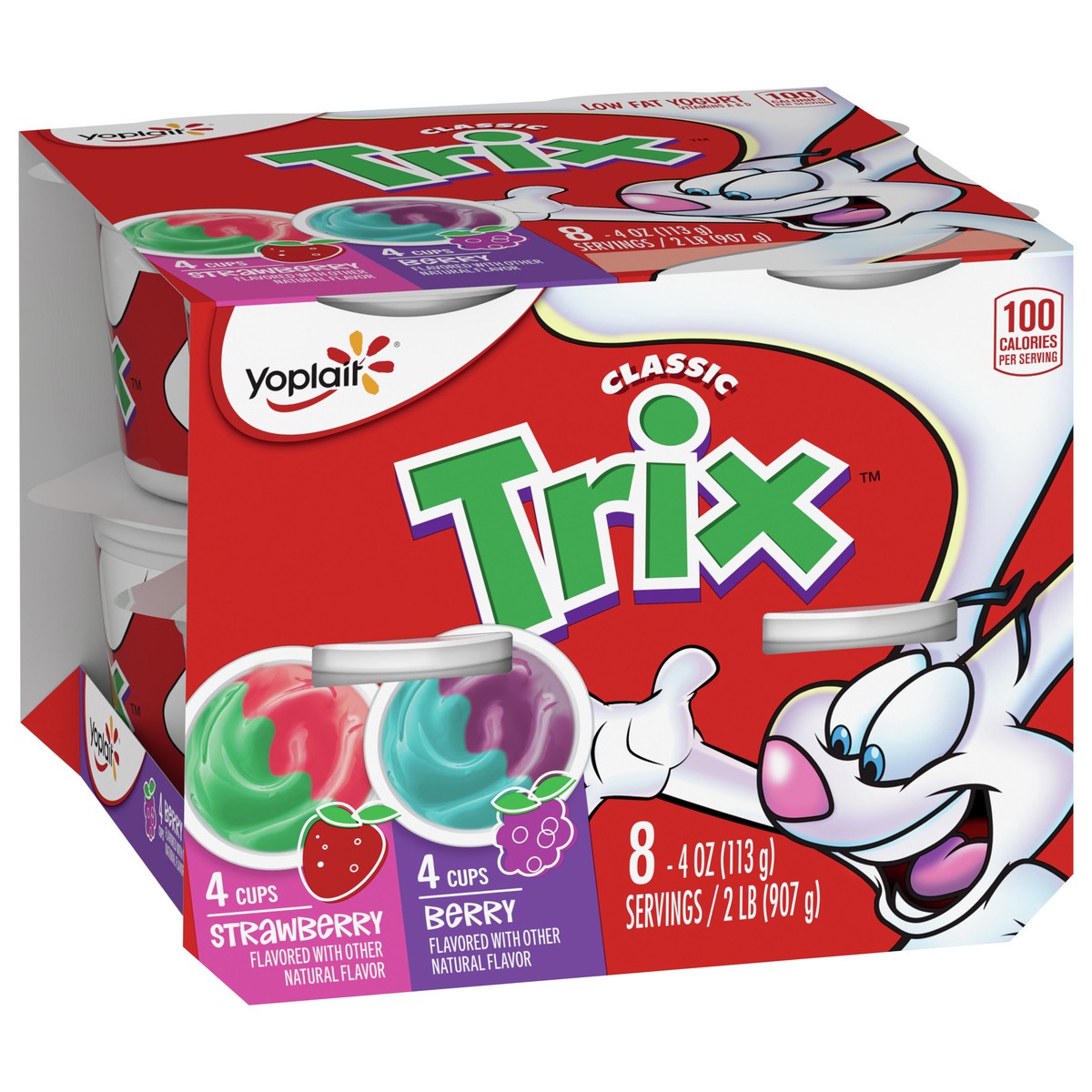 slide 8 of 13, Yoplait Low Fat Kids Yogurt, Trix Variety Pack, Strawberry and Berry, Gluten Free Snacks, 8 Yogurt Cups, 8 ct