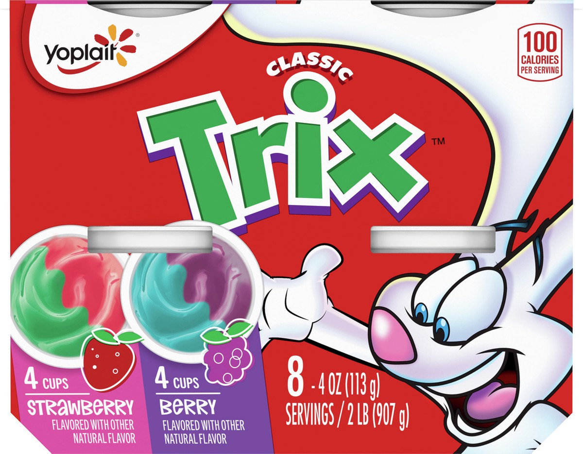 slide 6 of 13, Yoplait Low Fat Kids Yogurt, Trix Variety Pack, Strawberry and Berry, Gluten Free Snacks, 8 Yogurt Cups, 8 ct