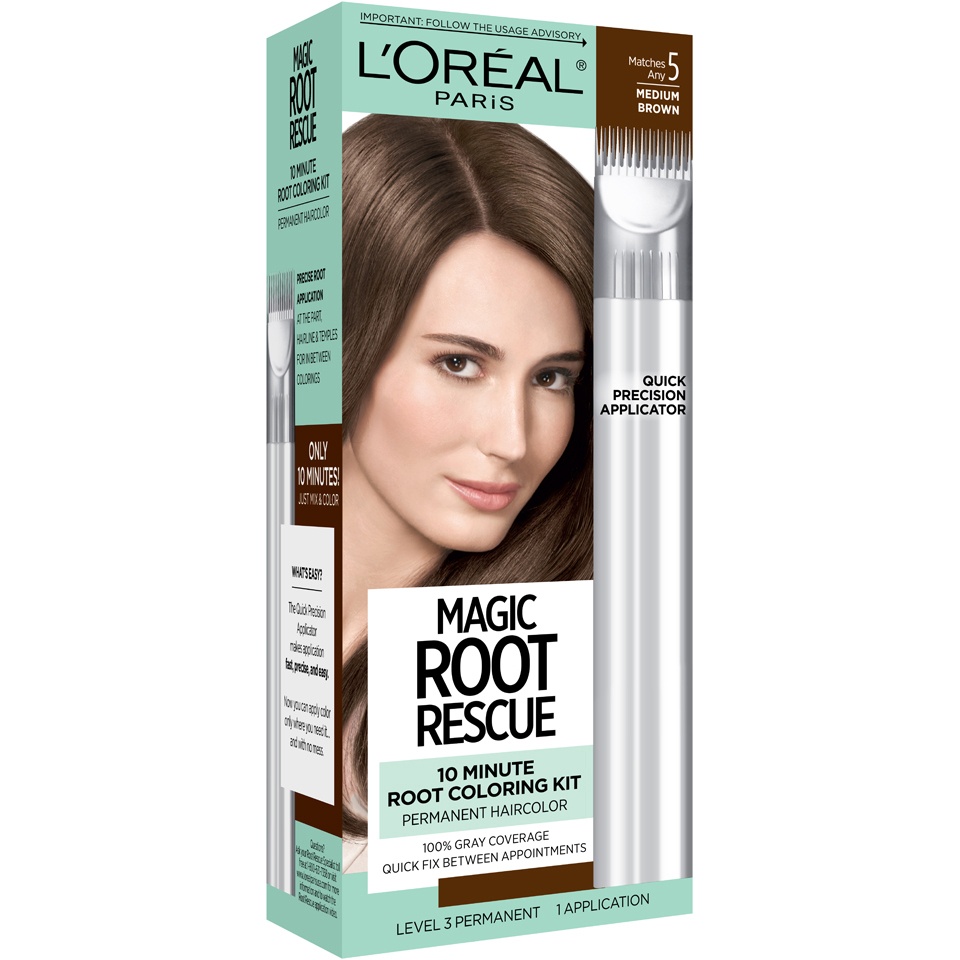 slide 3 of 8, L'Oréal Root Rescue 10 Minute Root Coloring Kit 5 Medium Brown, 1 ct