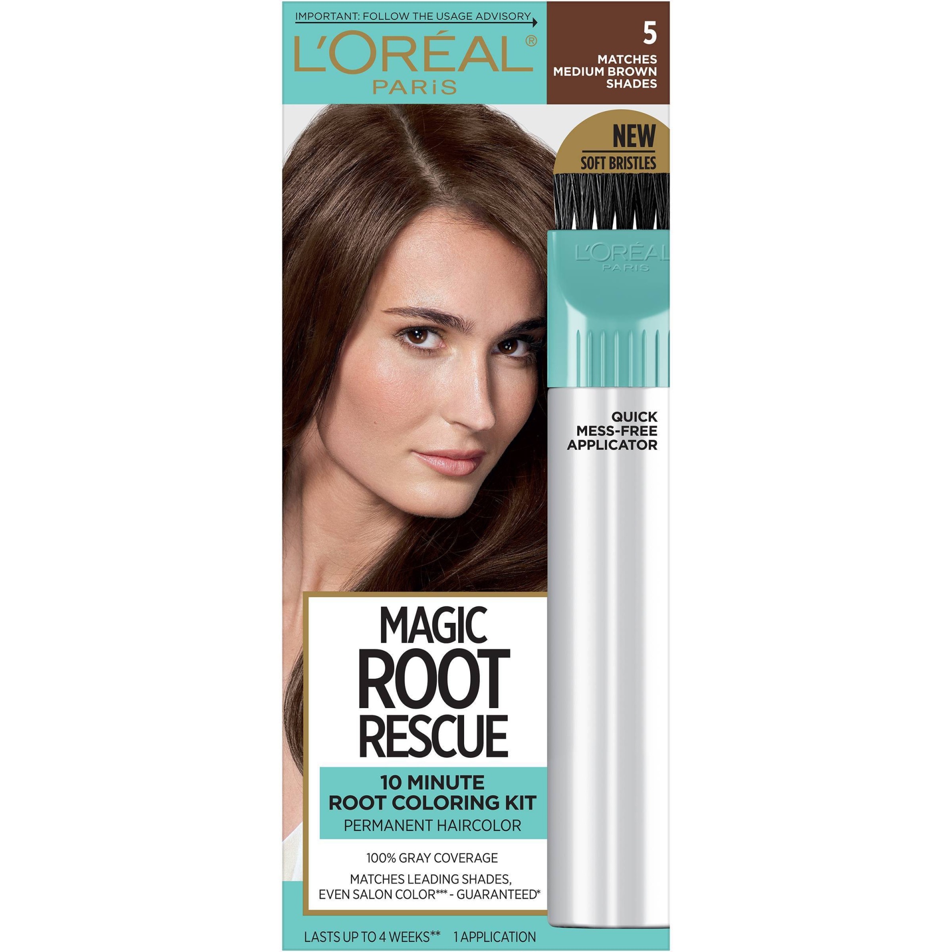 slide 1 of 8, L'Oréal Root Rescue 10 Minute Root Coloring Kit 5 Medium Brown, 1 ct