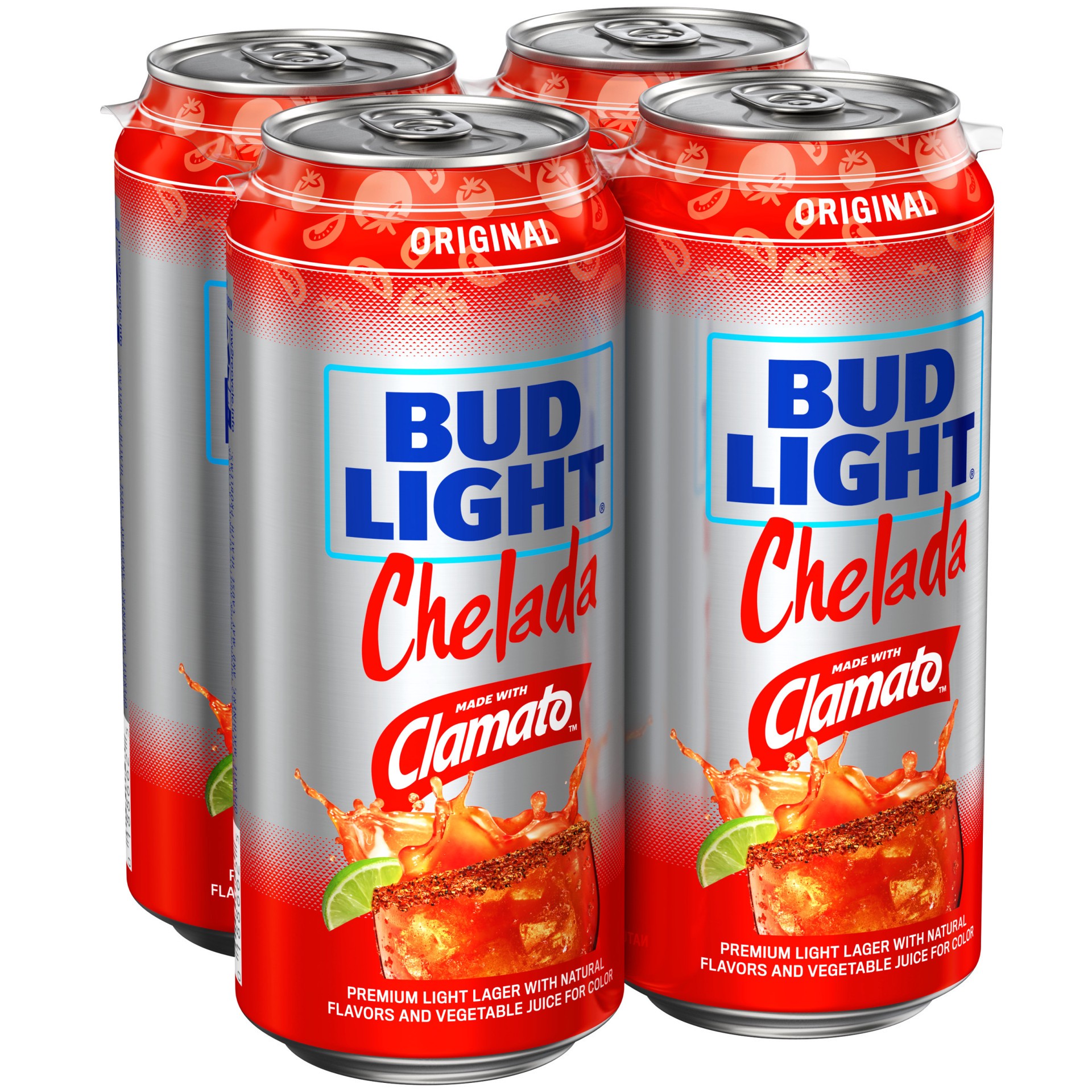 slide 1 of 9, Bud Light Chelada Light Beer, 4 Pack Beer, 16 FL OZ Cans, 64 fl oz