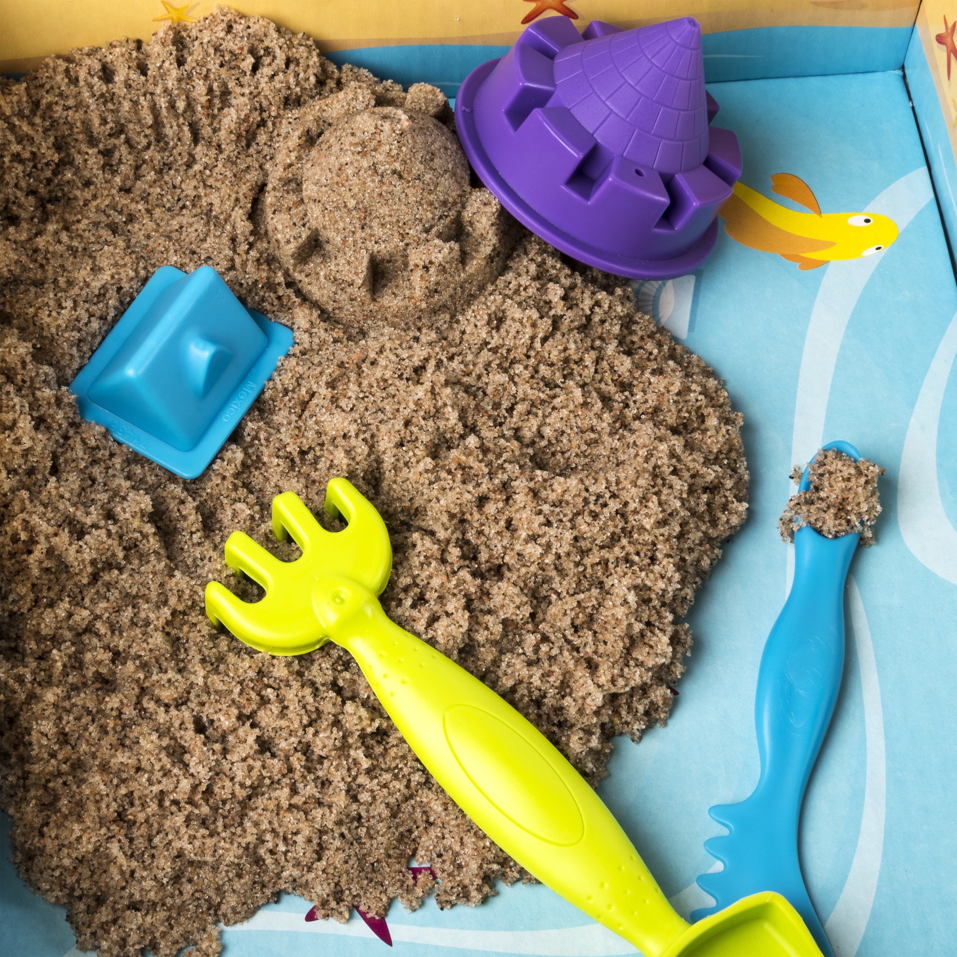 slide 2 of 6, Kinetic Sand, Beach Day Fun Playset with Castle Molds, Tools, and 12 oz. of Kinetic Sand  for Ages 3 and Up, 1 cnt