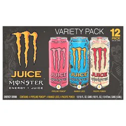 Monster Energy Monster Juice Variety Pack Mango Loco, Pipeline Punch, and Pacific Punch 12 Pack