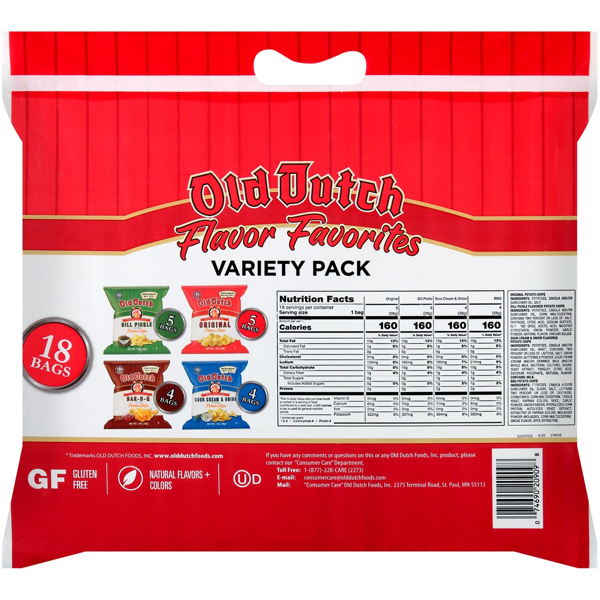 slide 6 of 9, Old Dutch Potato Chips Variety Pack 18Ct, 18 oz