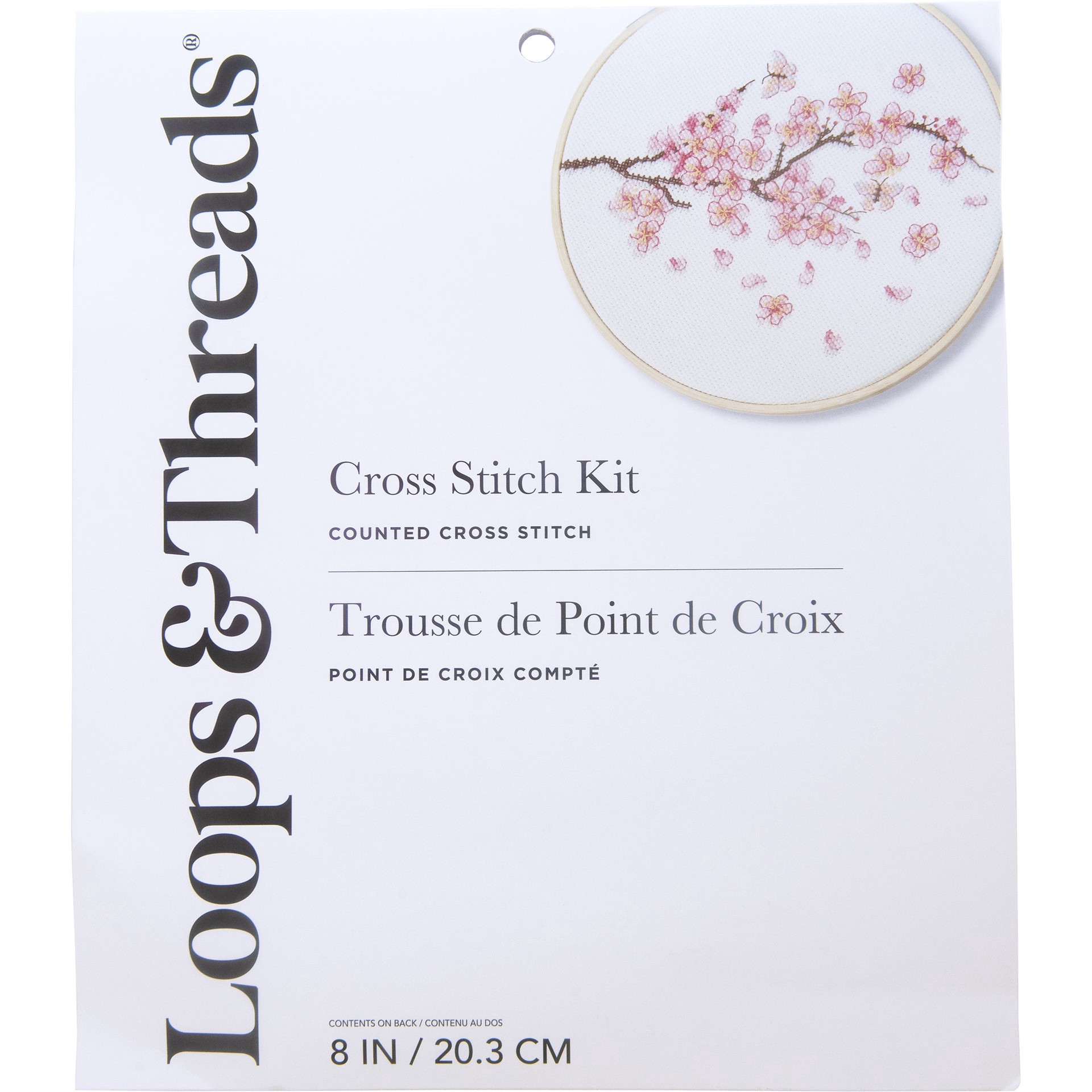 slide 2 of 4, Cherry Blossom Cross Stitch Kit By Loops & Threads, 8 in x 8 in