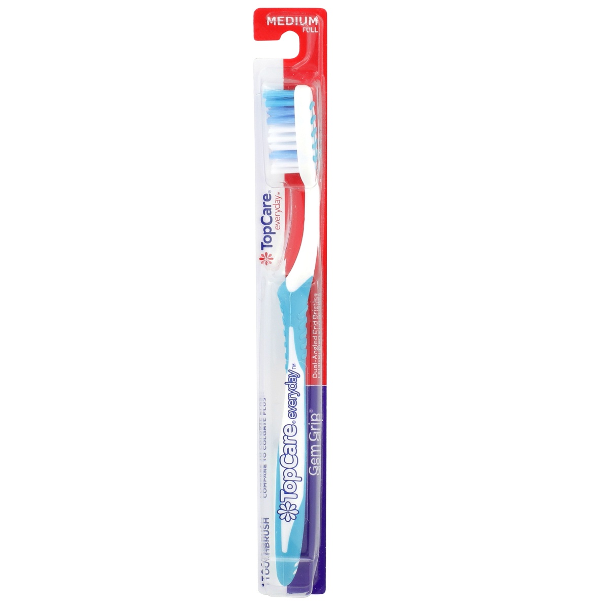 slide 1 of 1, TopCare Toothbrush Gem Grip Medium, 1 ct