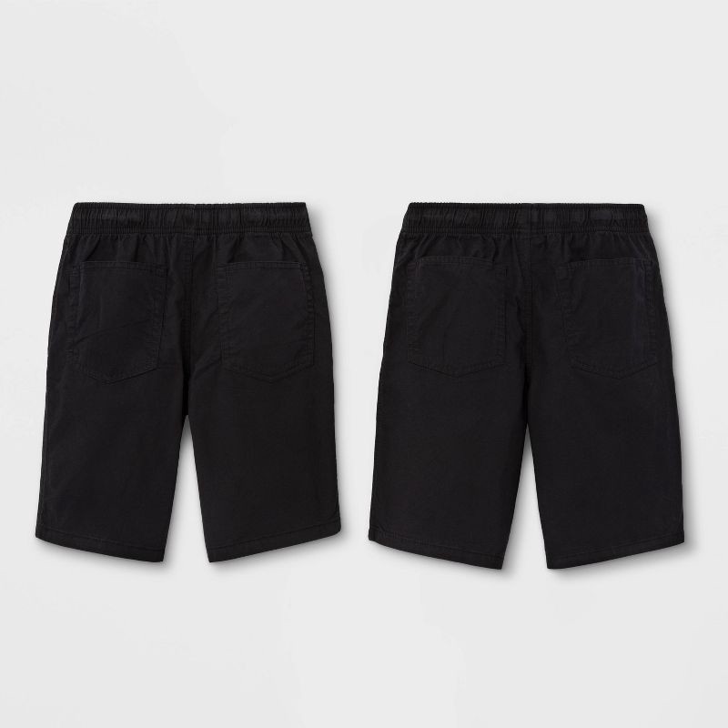 slide 2 of 2, Boys' 2pk Pull-On Woven Shorts - Cat & Jack™ Black/Black XXL Husky: Cotton, Side & Patch Pockets, Drawstring, 2 ct