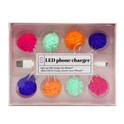 Decor Craft 46" LED Pom Pom Phone Charger USB Cable