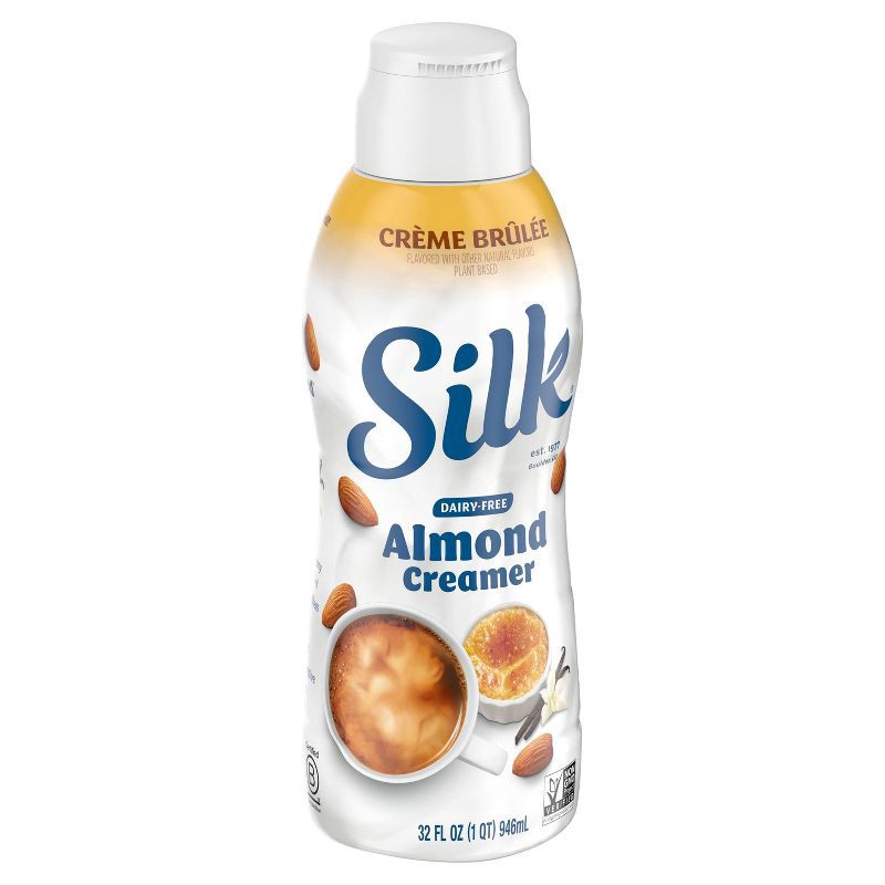 slide 2 of 10, Silk Crème Brûlée Almond Creamer - 32 fl oz (1qt) Bottle, 32 fl oz, 1 qt