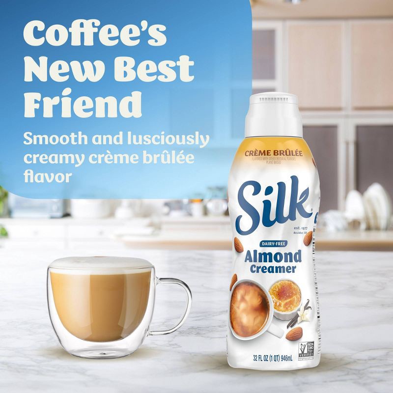 slide 5 of 10, Silk Crème Brûlée Almond Creamer - 32 fl oz (1qt) Bottle, 32 fl oz, 1 qt