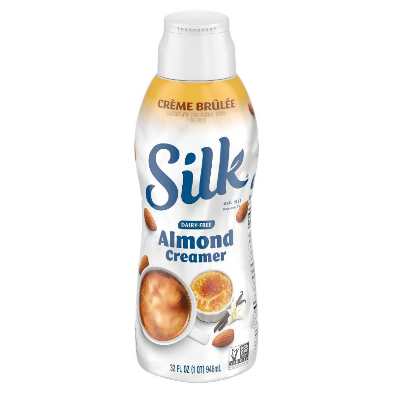 slide 9 of 10, Silk Crème Brûlée Almond Creamer - 32 fl oz (1qt) Bottle, 32 fl oz, 1 qt