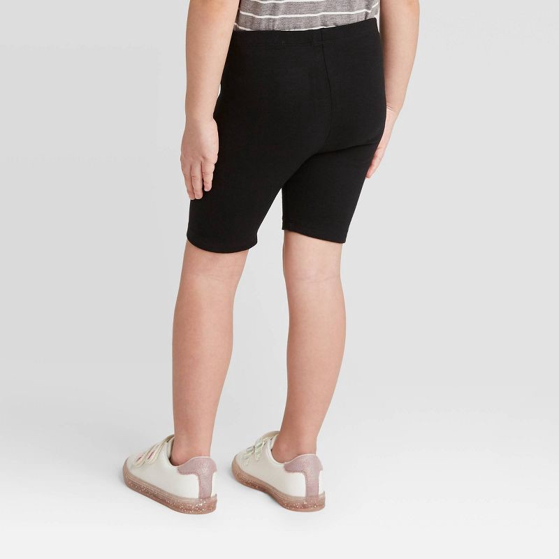 slide 2 of 3, Toddler Girls' Bike Shorts - Cat & Jack™ Black 3T: Midweight Cotton Spandex, Elastic Waistband, 1 ct