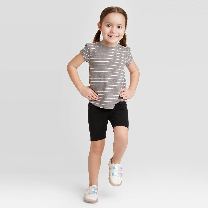 slide 3 of 3, Toddler Girls' Bike Shorts - Cat & Jack™ Black 3T: Midweight Cotton Spandex, Elastic Waistband, 1 ct