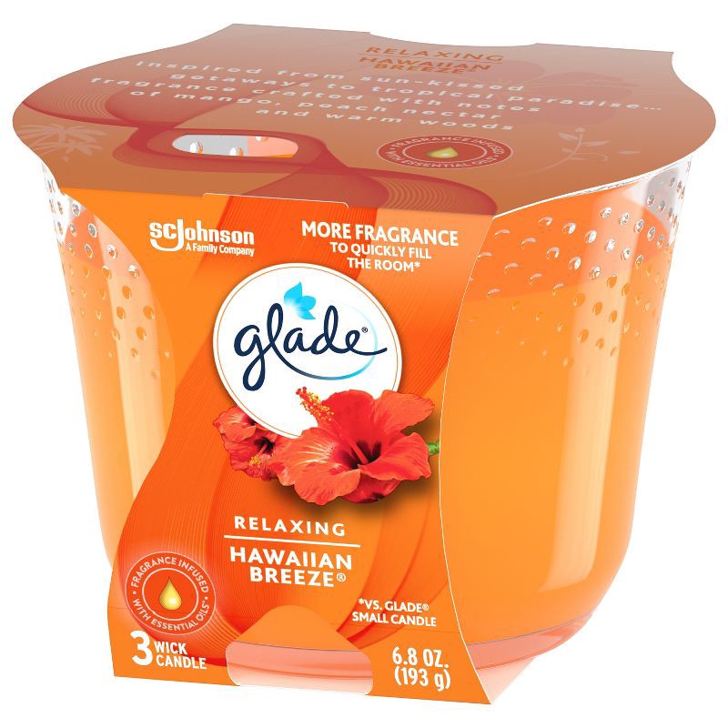 slide 8 of 15, Glade 3 Wick Candles Hawaiian Breeze - 6.8oz, 6.8 oz