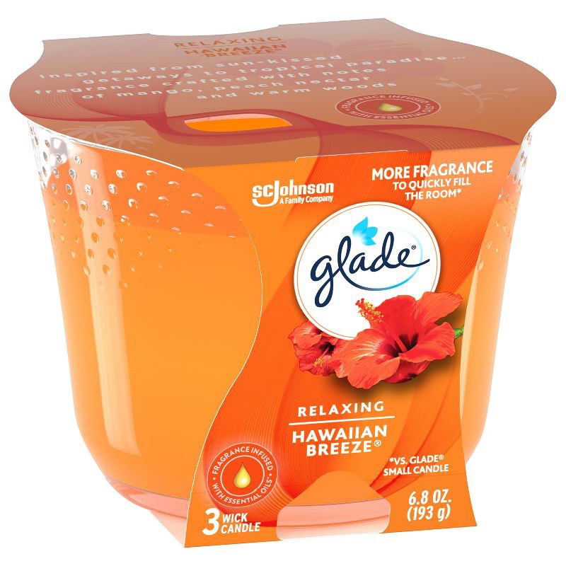 slide 10 of 15, Glade 3 Wick Candles Hawaiian Breeze - 6.8oz, 6.8 oz