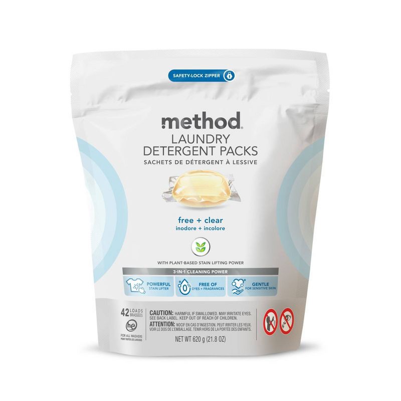 slide 1 of 4, Method Free + Clear Laundry Detergent Packs - 42ct/21.8oz, 42 ct, 21.8 oz