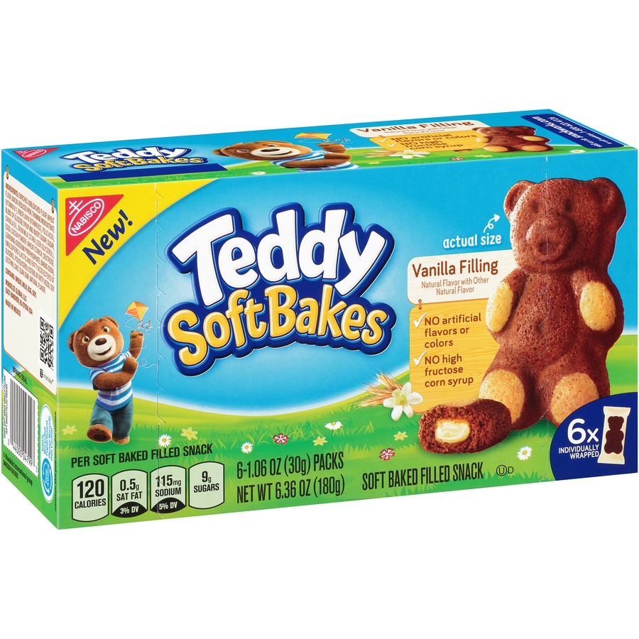 slide 2 of 8, Teddy Grahams Soft Bakes Snacks Vanilla Filling, 6 ct; 1.06 oz