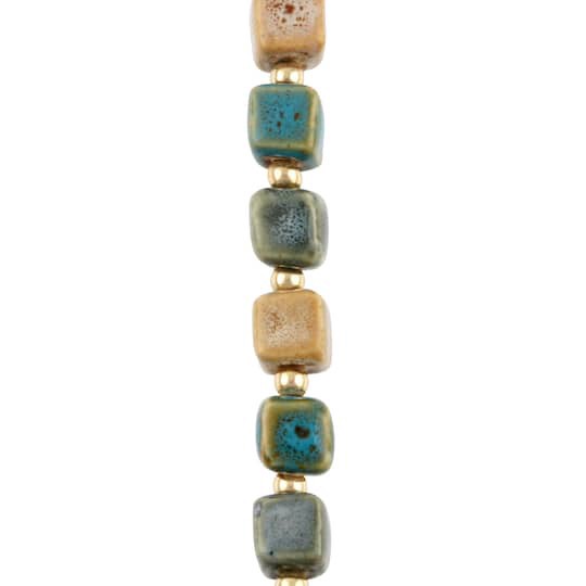 slide 1 of 3, Multicolor Reactive Glaze Ceramic Cube Beads, 10mm By Bead Landing, 10mm